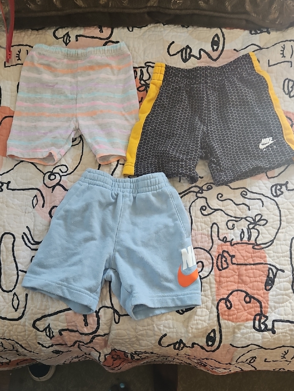 Various Brands Light Blue, Black, and Strip Toddler Shorts
